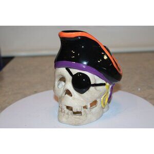 Halloween Candle Holder - Pirate Skull  5"
